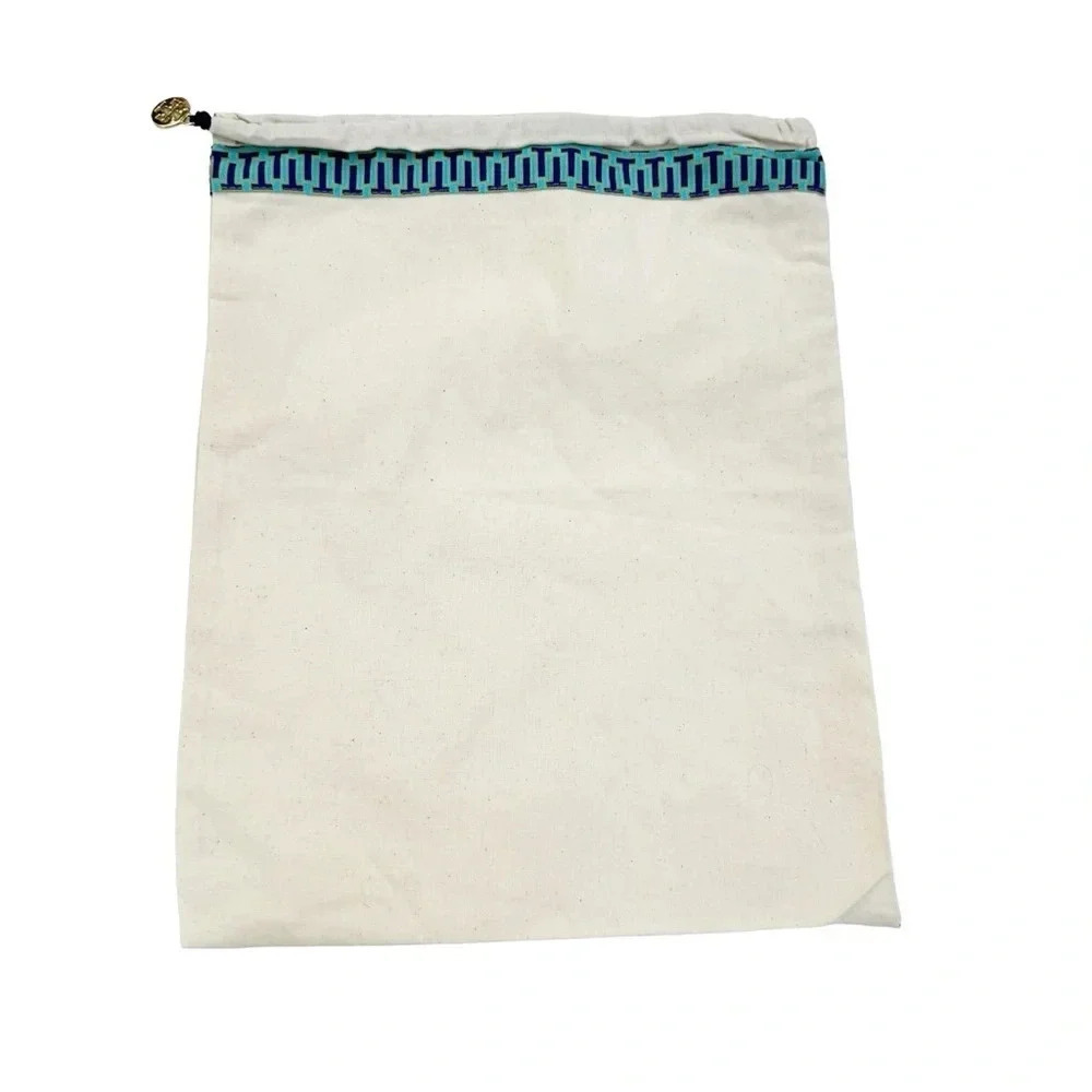 NEW Tory Burch Canvas Shoe or Bag Dust Bag with Drawstring Logo Charm Beige